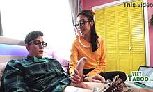 Nerdy stepsiblings in homemade video getting kinky on camera